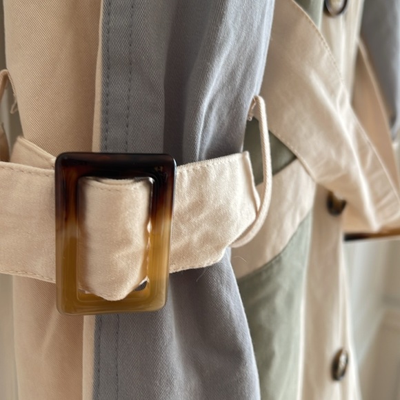 NWT Nasty Gal Colourblock Double Breasted BeltedTrench Coat Size 10 - Picture 7 of 13